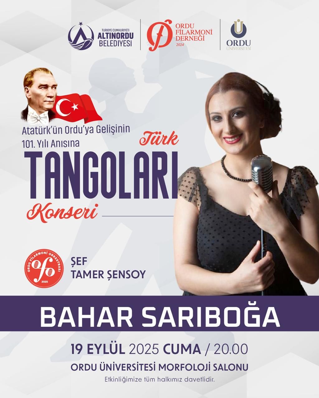 Atatürk’ün Ordu’ya Gelişinin 101. Yılı Türk Tangoları Konseriyle Kutlanacak