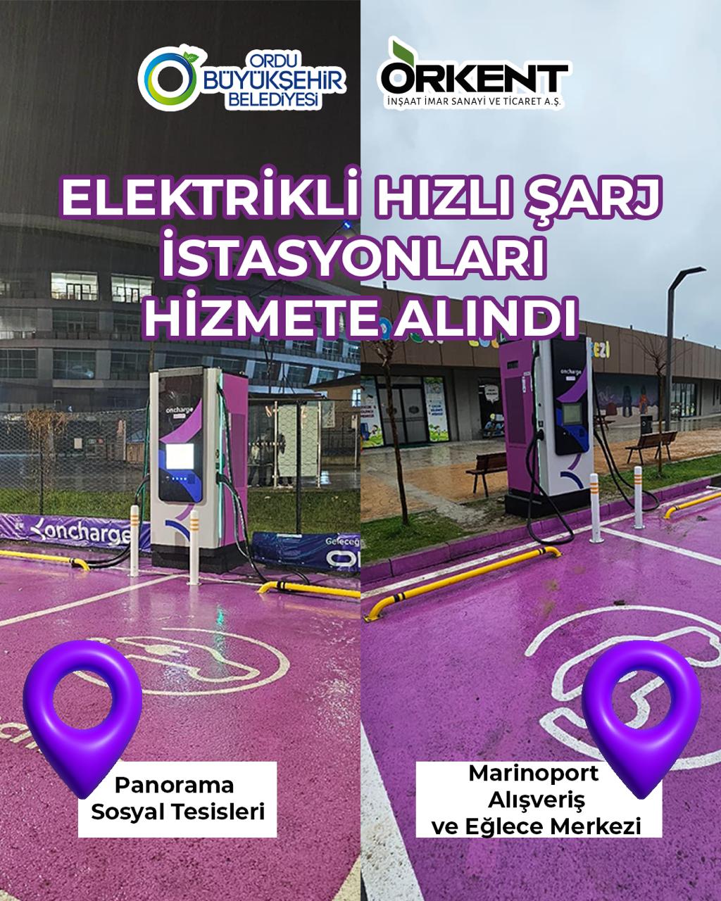 Orkent A.Ş. Ordu'da Elektrikli Hızlı Şarj İstasyonlarını Hizmete Açtı