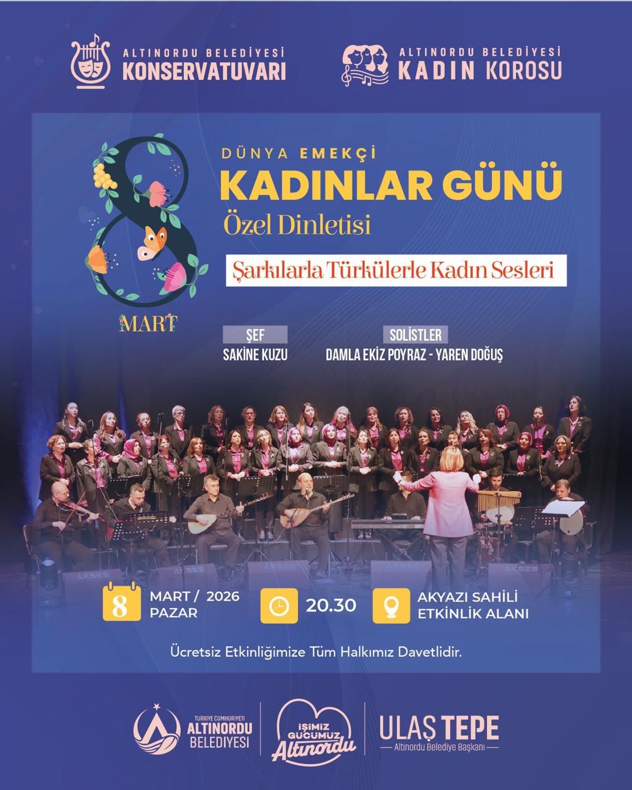Altınordu’da 8 Mart’a Özel Türkülerle Şarkılarla Kadın Sesleri Konseri Düzenlenecek