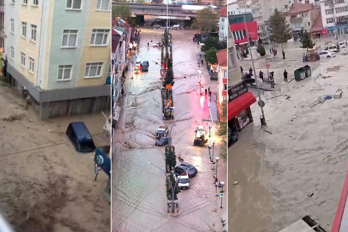 Samsun’un Havza İlçesinde Selin Geliş Anı Kameraya Yansıdı