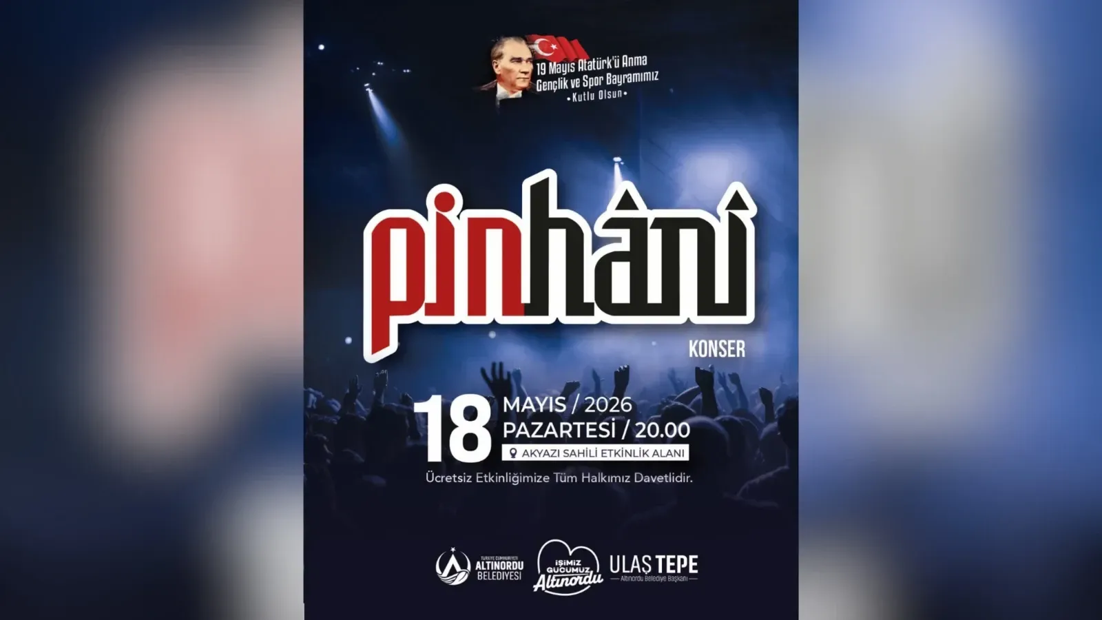 Ordu’da 19 Mayıs Coşkusu Pinhani Konseriyle Taçlanacak