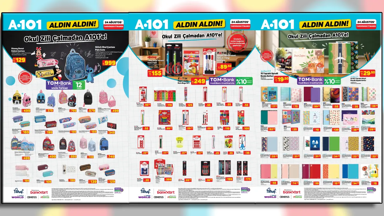 A101 24 Ağustos 2026 Kırtasiye Ürünlerinde Neler Var? Okul Çantası, Defter Ve Kalem Fiyatları